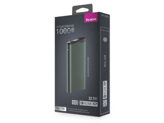Внешний аккумулятор OLMIO QL-10, 10000mAh, gray